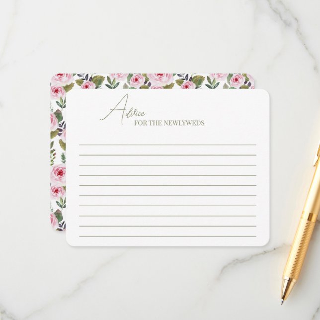 Kartenvorführung für eine Brautdusche. Begleitkarte (Vorderseite/Rückseite Beispiel)