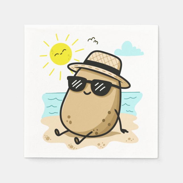 Kartoffel Am Strand Sommer Stimmung Serviette (Vorderseite)