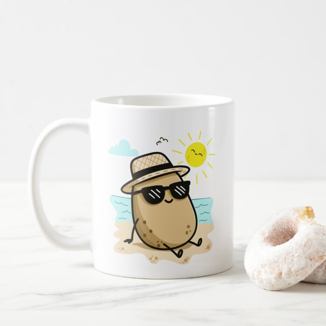 Kartoffel Am Strand Sommerstimmung Kaffeetasse (Mit Donut)
