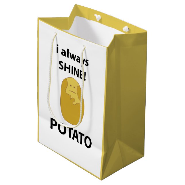 Kartoffel I immer Shine Funny Potato Mittlere Geschenktüte (Vorderseite Schrägansicht)