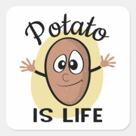 Kartoffel ist das Leben Quadratischer Aufkleber