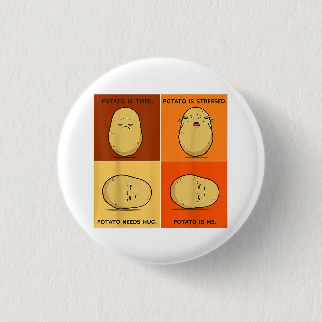 Kartoffel Spud Root Gemüsepflanze Veganer Lago Mag Button (Vorderseite)