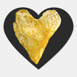 Kartoffelchips in Heart Shaped Herz-Aufkleber