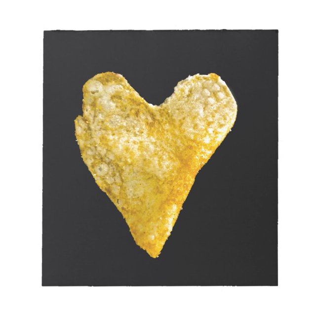 Kartoffelchips in Heart Shaped Notizblock (Vorderseite)