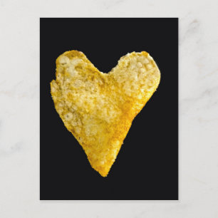Kartoffelchips in Heart Shaped Postkarte