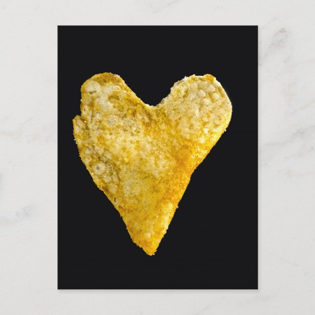 Kartoffelchips in Heart Shaped Postkarte (Vorderseite)