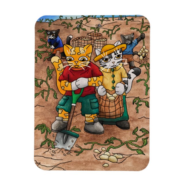 Kartoffelernte Cats Magnet (Vertikal)