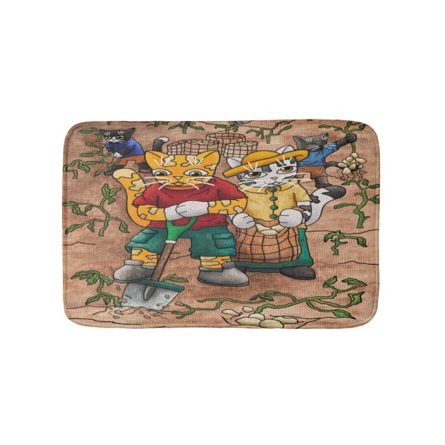 Kartoffelernte Katzen Badematte (Vorderseite)