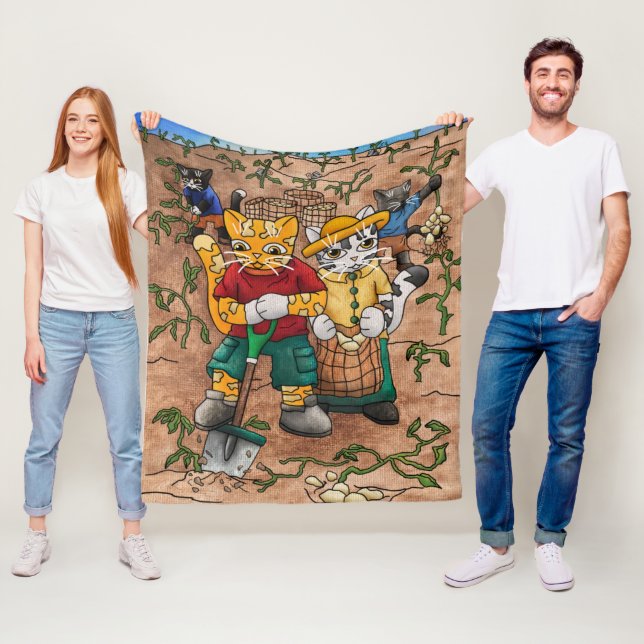 Kartoffelernte Katzen Fleecedecke (Beispiel)