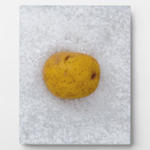 Kartoffelmakro als Hintergrund mit Salz Fotoplatte
