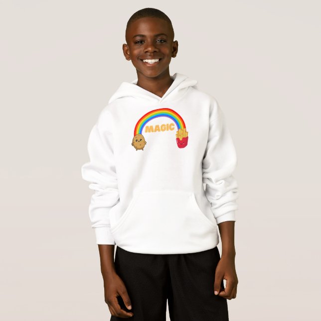 Kartoffeln, die sich mit einem Regenbogen auf Chip Hoodie (Vorne ganz)