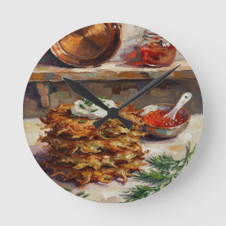 Kartoffelpuffer Küche Stillleben Runde Wanduhr