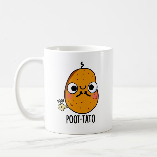 Kartoffelpüree Funny Farting Potato Pun Kaffeetasse (Links)