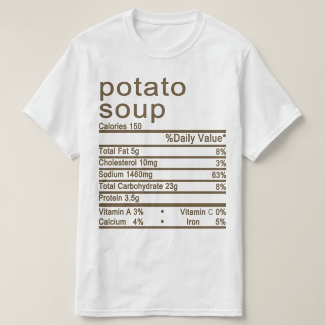 Kartoffelsuppe Nährwertkennzeichnung Fakten T-Shirt (Design vorne)