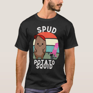 Kartoffelwolke und Tintenfisch, die Hand zusammen T-Shirt