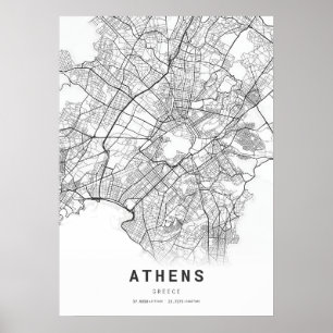 Kartografie Karte von Athen Poster