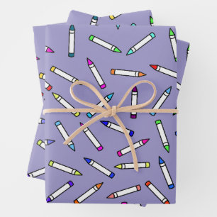 Karton-Crayon-Muster Helllila Geschenkpapier Set
