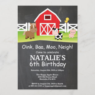 Karton Farm Birthday Invasion Barnyard Party Einladung
