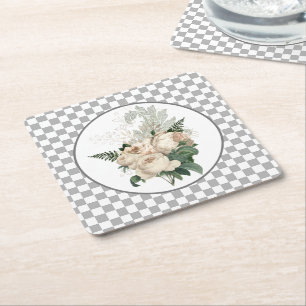 Karton für Vintage Rosen Rechteckiger Pappuntersetzer