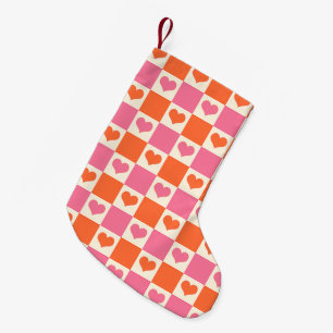Karton-Herzen in Rosa, Orange und Creme Kleiner Weihnachtsstrumpf