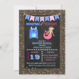 Karton-Monster oder Mermaids-Genderdarstellung Einladung