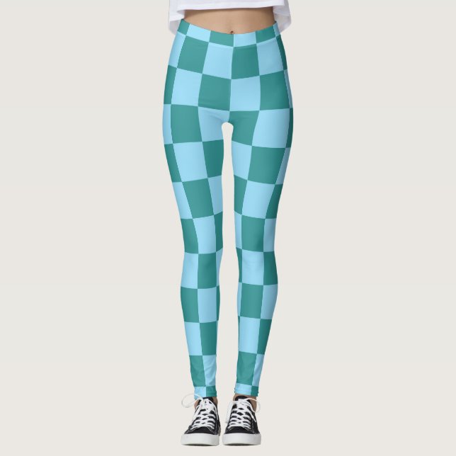 Karton-Muster grün und blau Leggings (Vorderseite)