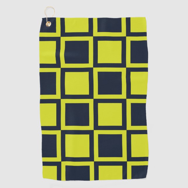 Karton Navy Blue Green Checkerboard Golfhandtuch (Vorderseite)