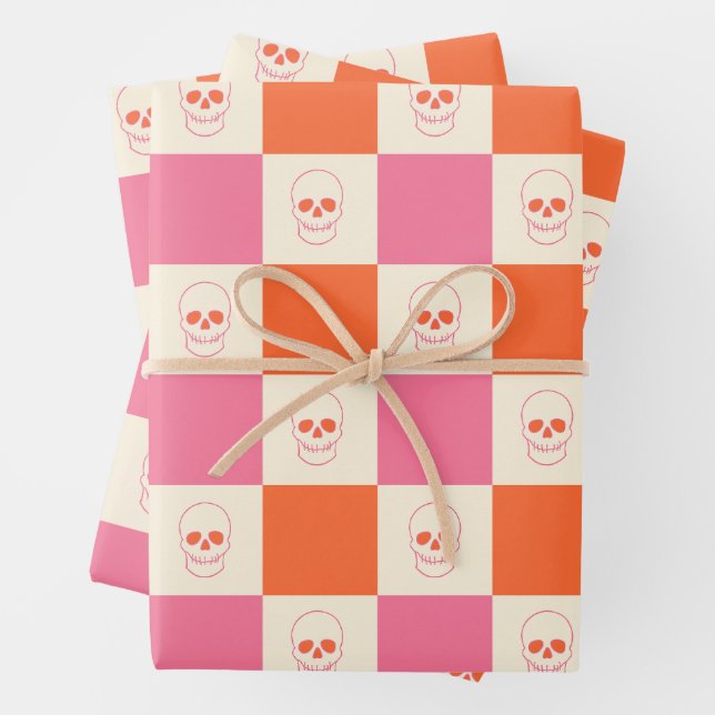 Karton-Skulpturen in Rosa, Orange und Creme Geschenkpapier Set (Beispiel)