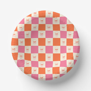 Karton-Skulpturen in Rosa, Orange und Creme Pappteller