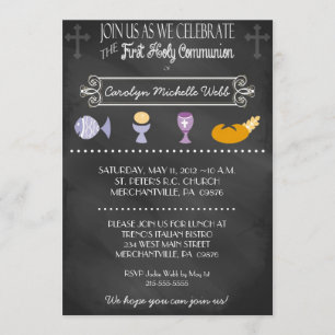 Karton Typografie 1. Kommunion Einladung