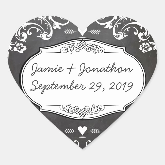 Karton-Typografie-Hochzeiten Herz-Aufkleber (Vorderseite)