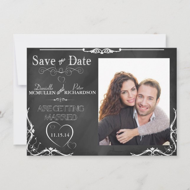 Karton Typografie Save the Date Foto einladen (Vorderseite)