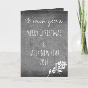 Karton Typografie Schwarz-weiße Weihnachtskarte Feiertagskarte
