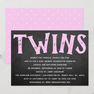 Karton Typografie Twin Girls Babydusche Einladung
