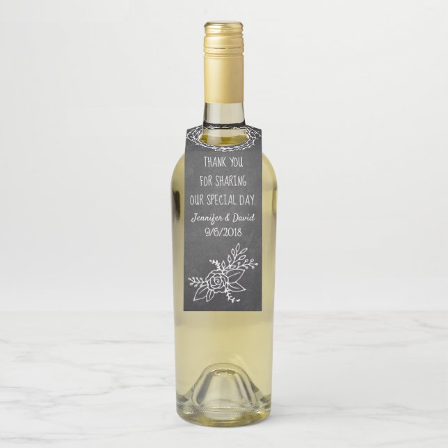 Karton Typografie Weinflasche Gefältmarke Flaschenanhänger (Auf Flasche)