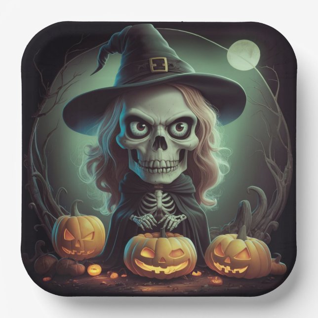 Kartonteller Serie 1 Skeleton 02 Pappteller (Vorderseite)