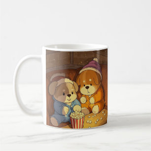 Kartoonhunde Welpen mit Popcorn Kaffeetasse