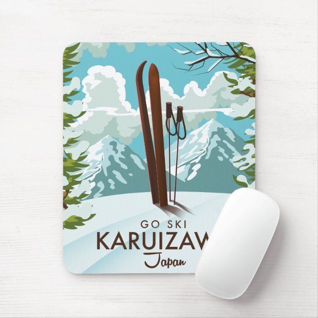 Karuizawa Japan Skifahrplakat Mousepad (Mit Mouse)