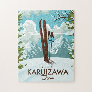 Karuizawa Japan Skifahrplakat Puzzle