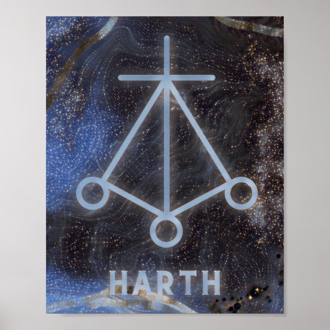 Karuna Reiki Harth Star Marble Blue Poster (Vorne)