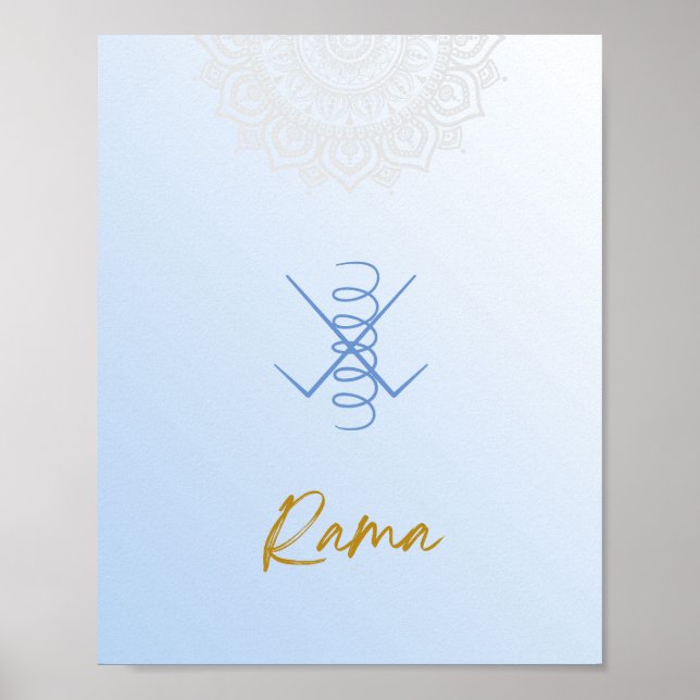Karuna Reiki Rama Mandala Sky Blue Poster (Vorne)