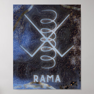 Karuna Reiki Rama Star Marble Blue Poster