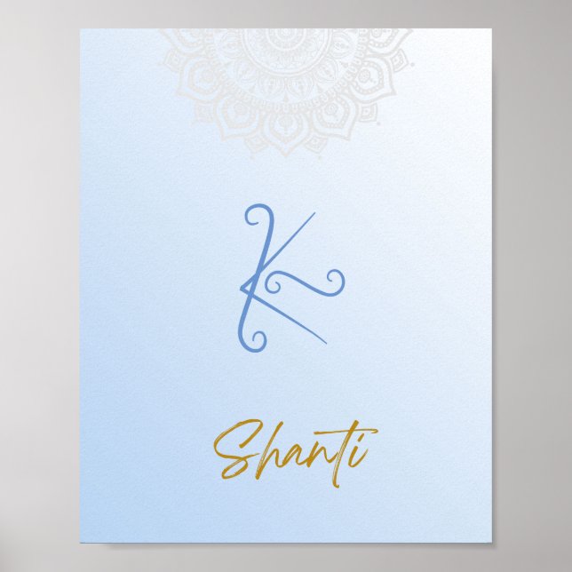Karuna Reiki Shanti Mandala Sky Blue Poster (Vorne)