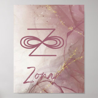 Karuna Reiki Zonar Rose Pink Alcohole Tinte Glitze Poster