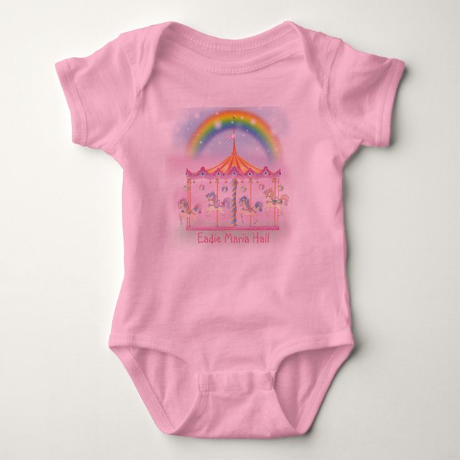 Karussell-Baby-Ballettröckchen-Bodysuit, Rosa, Baby Strampler (Vorderseite)
