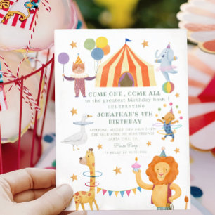 Karussell-Farbkarneval Geburtstag Einladung