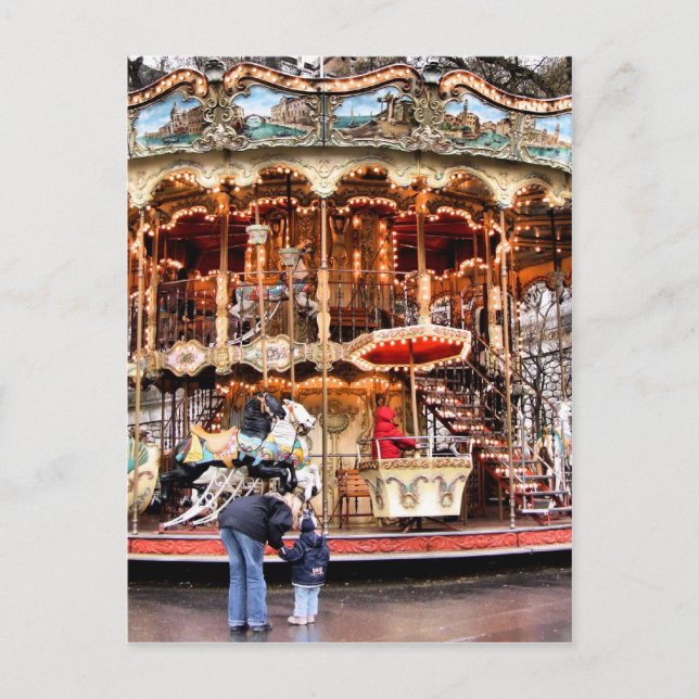Karussell in Montmartre Postkarte (Vorderseite)