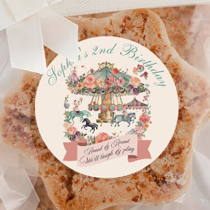 Karussell-Karneval Geburtstagsparty Runder Aufkleber