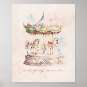 Karussell-Kinderzimmer-Kunst Whimsical Karussell Poster