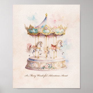 Karussell-Kinderzimmer-Kunst Whimsical Karussell Poster
